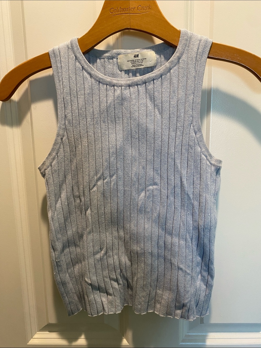H&M Pale Blue Ribbed Sleeveless Knit Top